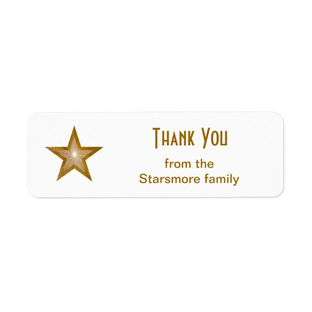 Gold Star 'Thank You' text label small white (Front)