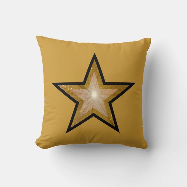 "Gold" Star throw pillow square gold black back (Front)