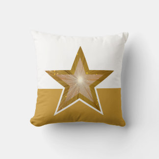 "Gold" Star throw pillow square gold white