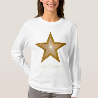 Gold Star 'two tone' text  long sleeve t -shirt T-Shirt