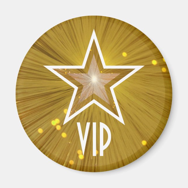 "Gold" Star 'VIP' fridge magnet round (Front)