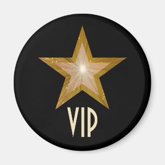 "Gold" Star 'VIP' fridge magnet round black