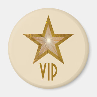 "Gold" Star 'VIP' fridge magnet round cream