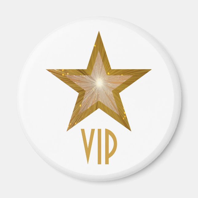 "Gold" Star 'VIP' fridge magnet round white (Front)