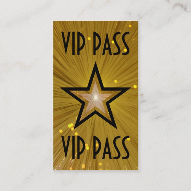 Gold Star 'VIP PASS' business card black back (Front)