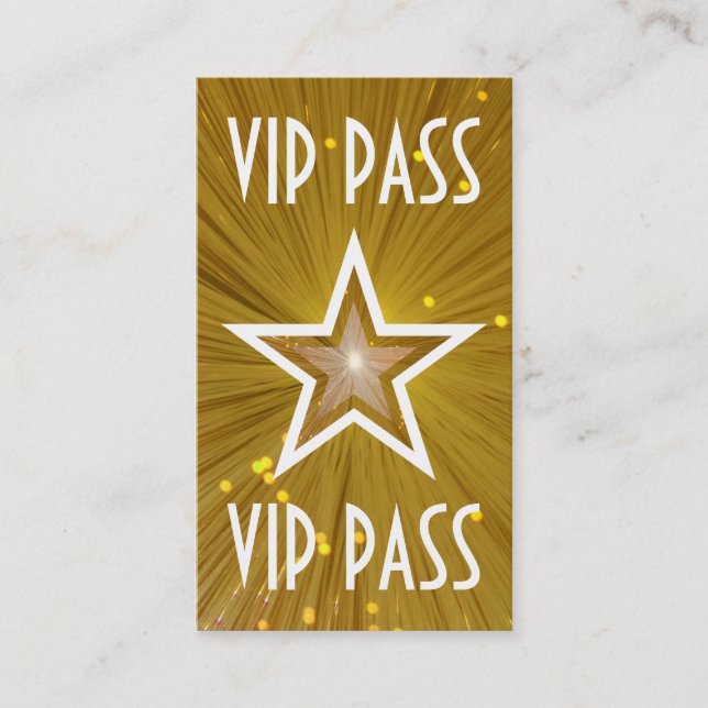 Gold Star 'VIP PASS' business card white back (Front)