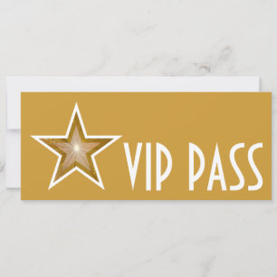 Gold Star 'VIP PASS' invitation gold long