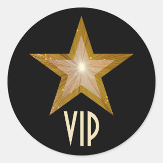 "Gold" Star VIP round sticker black