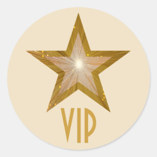 "Gold" Star VIP round sticker cream