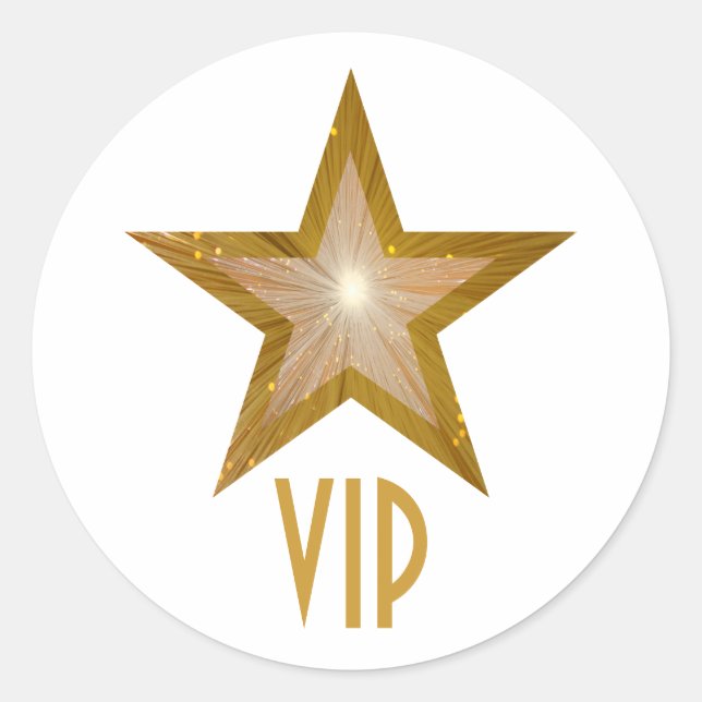 "Gold" Star VIP round sticker white (Front)