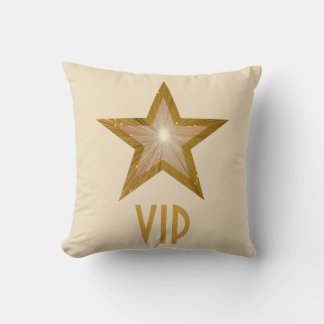 "Gold Star" 'VIP' throw pillow square cream