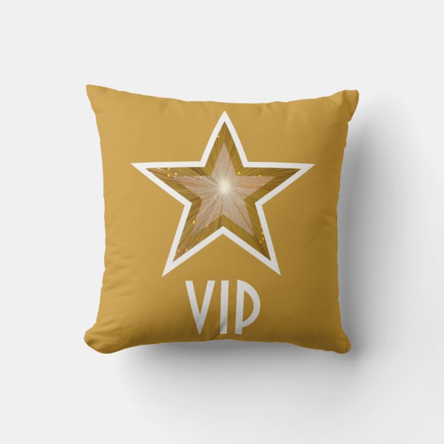 "Gold Star" 'VIP' throw pillow square gold (Front)