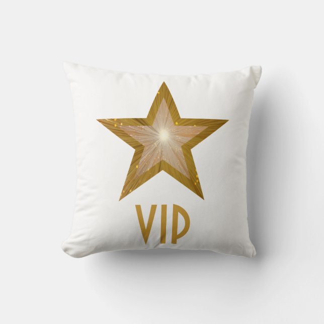 "Gold Star" 'VIP' throw pillow square white (Front)