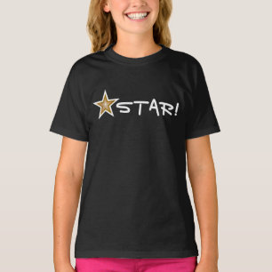 "Gold" Star White STAR! girl's t-shirt black