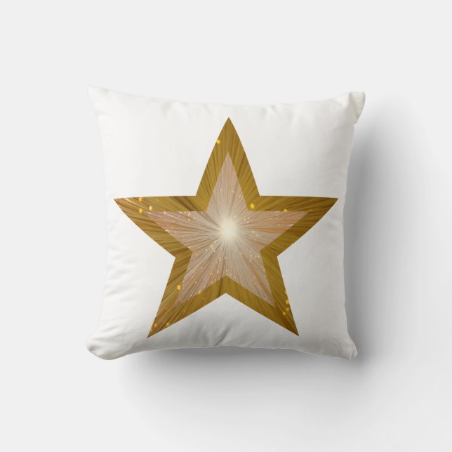 "Gold" Star White 'Text' throw pillow square (Front)