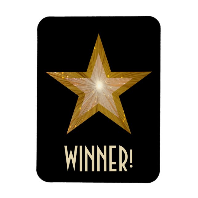 "Gold" Star 'Winner!' flexible magnet black (Vertical)