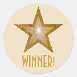 Gold Star 'WINNER!' round sticker cream