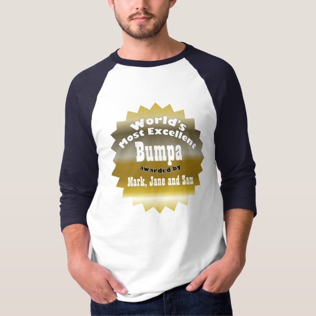GOLD STAR ..World's Most Excellent Bumpa T-Shirt (Front)