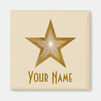 "Gold" Star 'Your Name' fridge magnet square cream