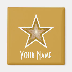 "Gold" Star 'Your Name' fridge magnet square gold