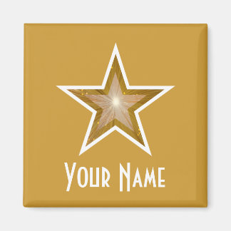 "Gold" Star 'Your Name' fridge magnet square gold