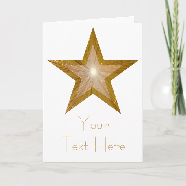 Gold Star 'Your Text' card white vertical (Front)