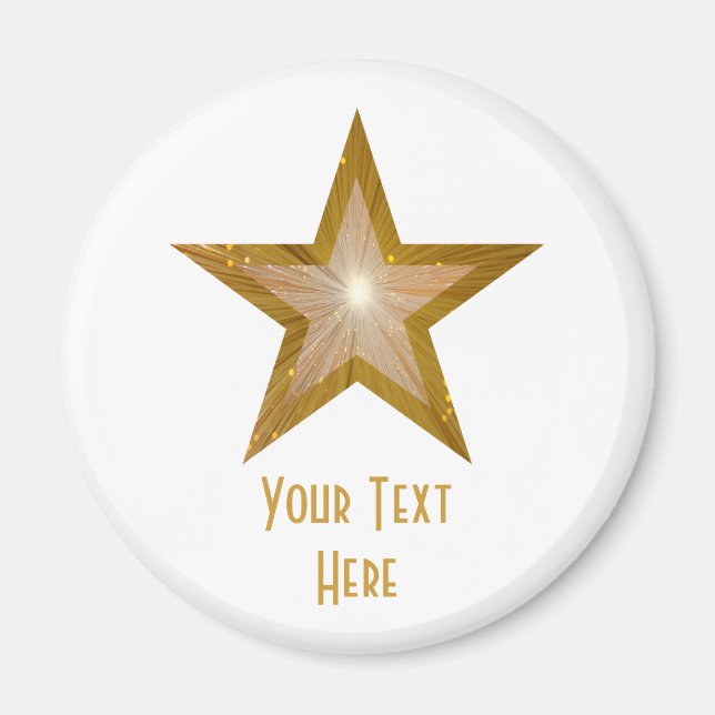 "Gold" Star 'Your Text' fridge magnet white (Front)