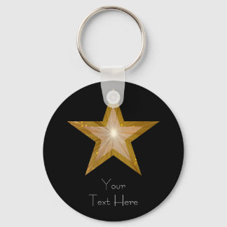 Gold Star 'Your Text' keychain black