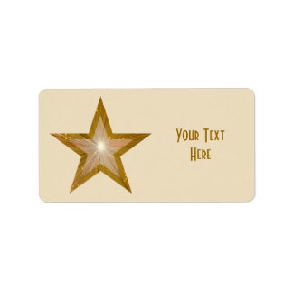 "Gold" Star 'Your Text' label medium cream