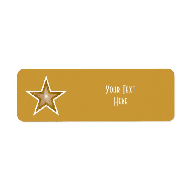 "Gold" Star 'Your Text' label small gold (Front)