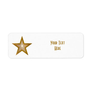 "Gold" Star 'Your Text' label small white