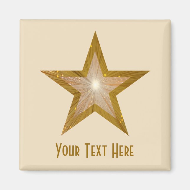 Gold Star 'Your Text' magnet square cream (Front)
