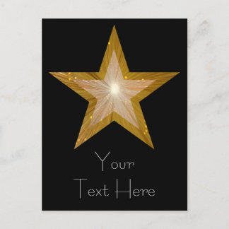 Gold Star 'Your Text' postcard black
