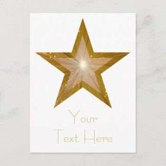 Gold Star 'Your Text' postcard white