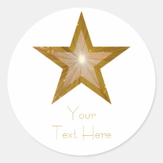 Gold Star 'Your Text' round sticker white