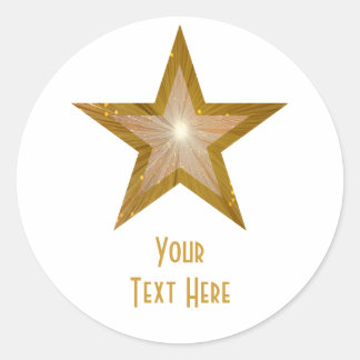 Gold Star 'Your Text' round sticker white