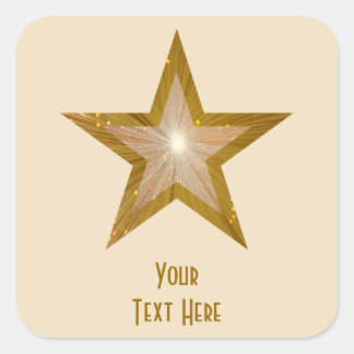 "Gold" Star 'Your Text' square sticker cream