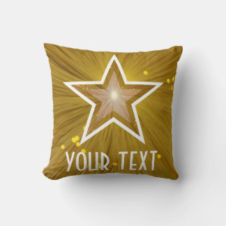 "Gold Star" 'Your Text' throw pillow square
