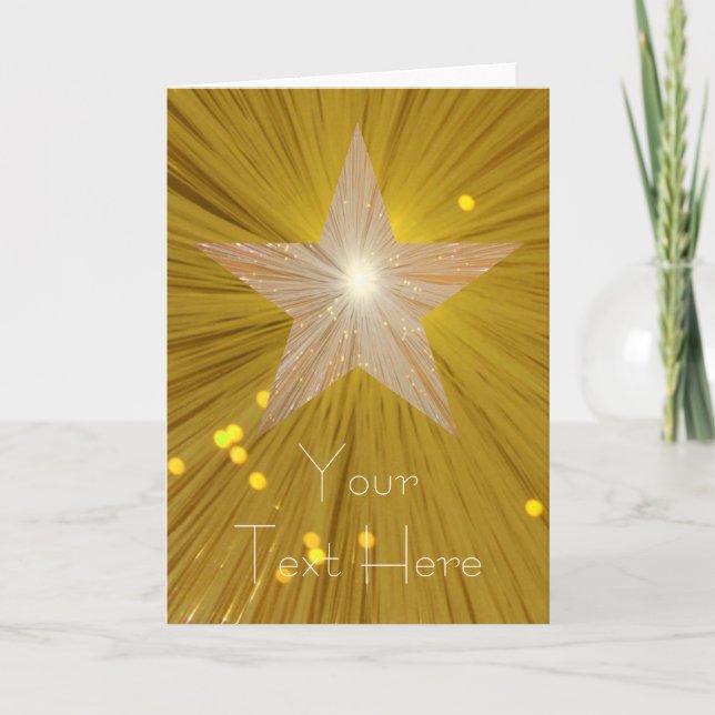 Gold Star 'Your Text' vertical greetings card (Front)