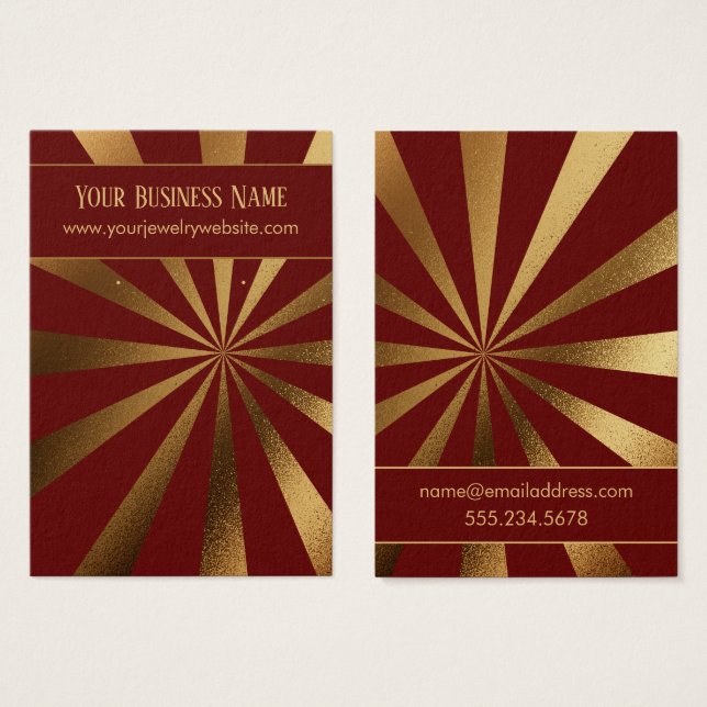 Gold Starburst on Burgundy Earring Holder Display (Front & Back)