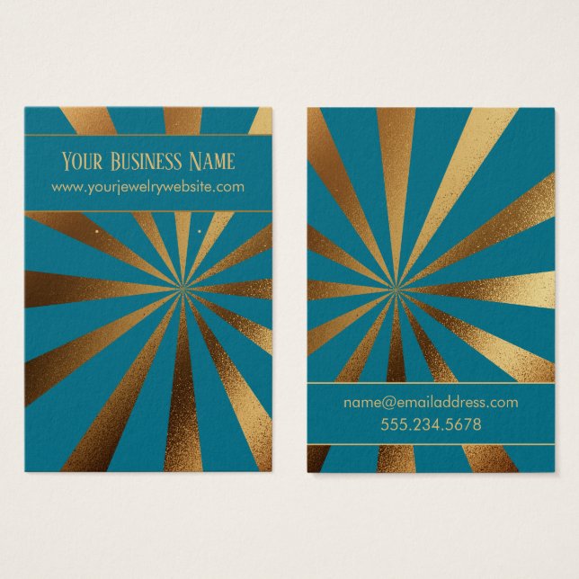 Gold Starburst on Teal Earring Holder Display Card (Front & Back)