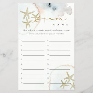 Gold Starfish Apron Memory Bridal Shower Game Flyer