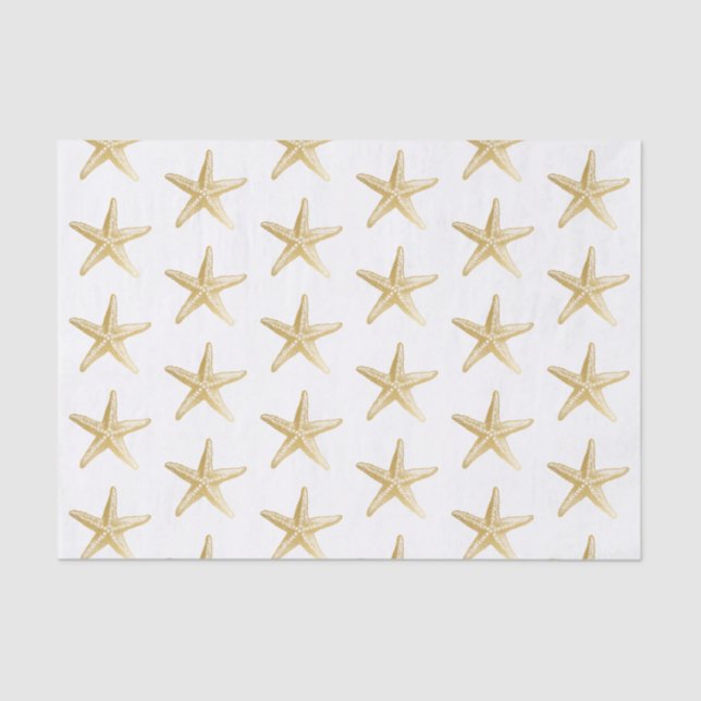 Gold Starfish Beach Coastal Theme Tissue Paper (Front)