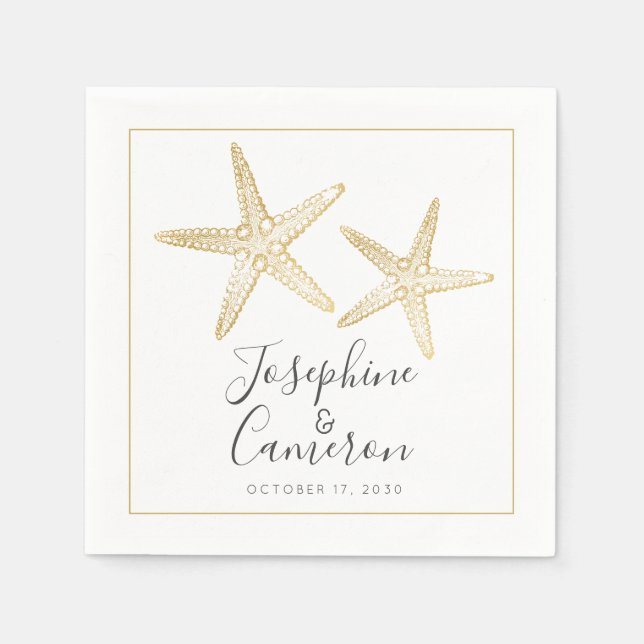 Gold Starfish Beach Napkin (Front)