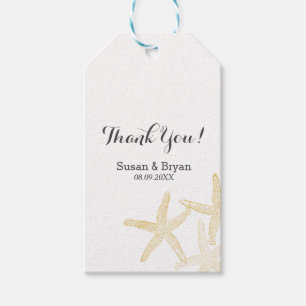 Gold Starfish Beach Wedding Thank You Tag