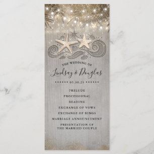 Gold Starfish Couple Beach Wedding Programs Programme