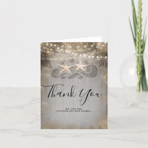Gold Starfish Couple Beach Wedding Thank You