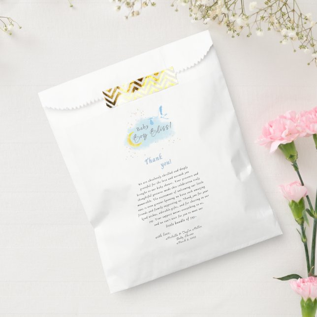 Gold Starlit Baby Boy Bliss Stork Special Delivery Favour Bags (Sealed)