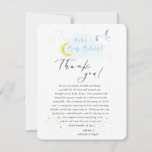 Gold Starlit Baby Boy Bliss Stork Special Delivery Thank You Card