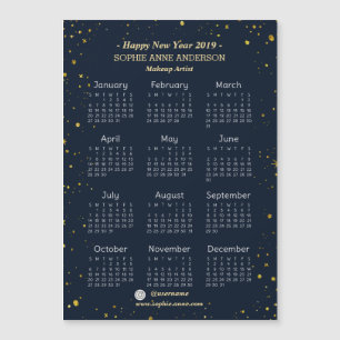 Gold Starry Night Navy Makeup Artist Mini Calendar